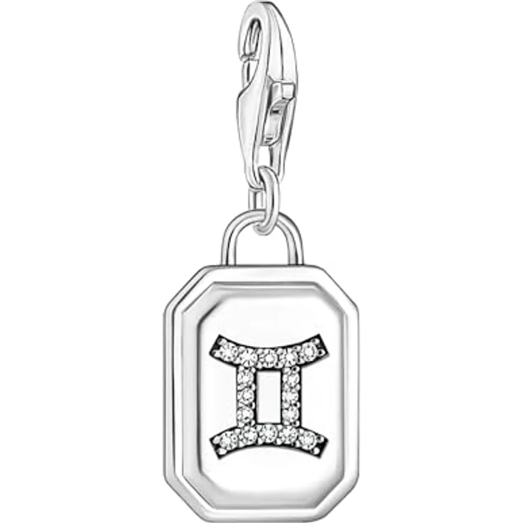THOMAS SABO Charm-Anhänger Sternzeichen Zwilling, 925er Sterlingsilber geschwärzt mit Steinen, Karabinerhaken – Bild 1