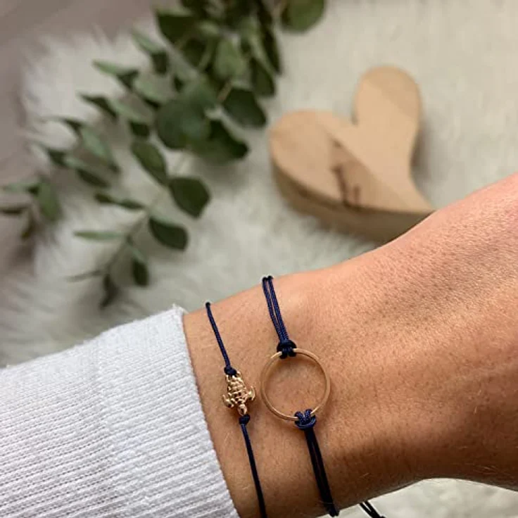Selfmade Jewelry Armband Damen Schildkröte, Handgemachtes Makramee-Armbändchen in Rosegold, Größenverstellbar mit Geschenk-Verpackung – Bild 5