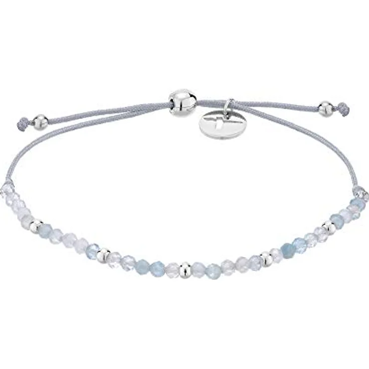 Tamaris Damen Armband TJ-0073-B-17, Mehrfarbig aus Aquamarin Edelsteinen und Edelstahl, größenverstellbares Textilband, in Geschenkverpackung – Bild 1