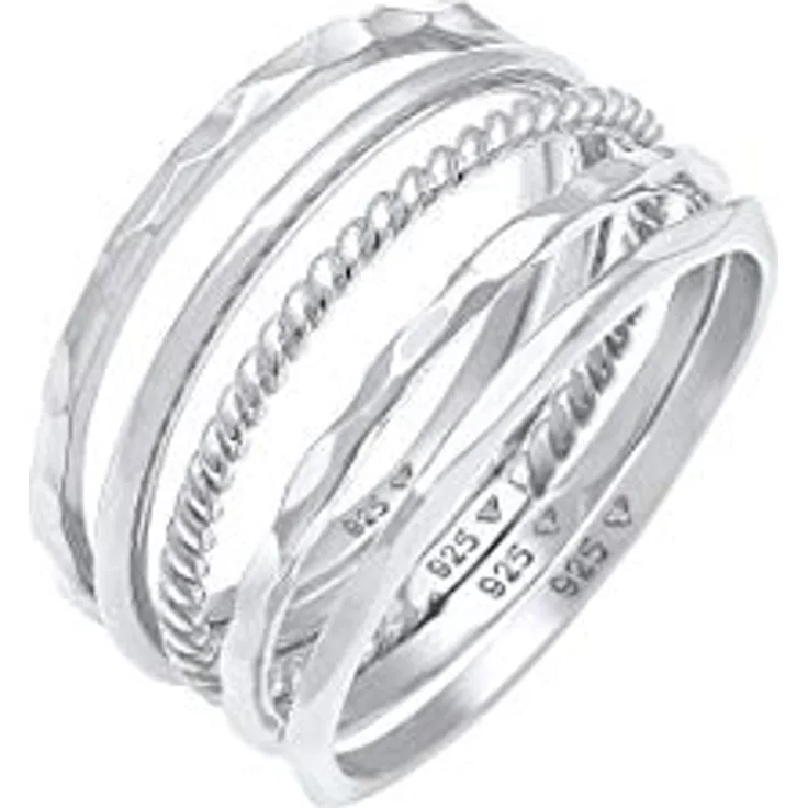 Elli Ring Damen Set Stacking Minimal Trend in 925 Sterling Silber - Anlaufgeschützt, Handgefertigt, Ideal als Geschenk