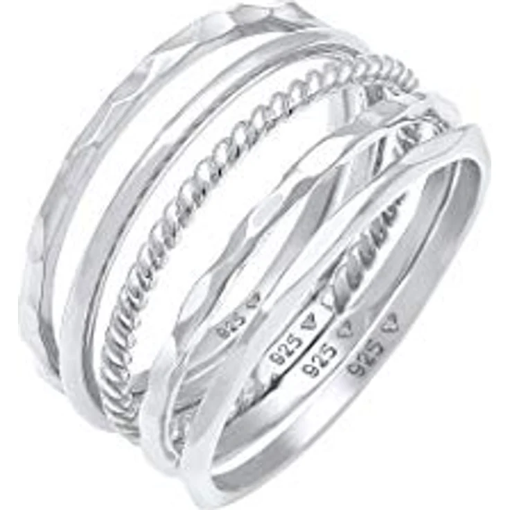 Elli Ring Damen Set Stacking Minimal Trend in 925 Sterling Silber - Anlaufgeschützt, Handgefertigt, Ideal als Geschenk – Bild 1