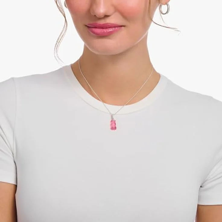 THOMAS SABO x HARIBO – Halskette mit Pinkem Goldbären – Recyceltes 925er Silber mit Zirkonia, verstellbare Länge 40–45 cm – Verspielter Y2K Schmuck – Bild 3