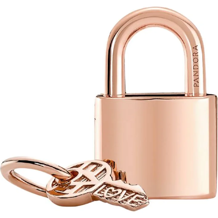 Pandora Charm-Einhänger ROSE-780088C01, Vorhängeschloss und Schlüssel, Zirkonia, rosévergoldet