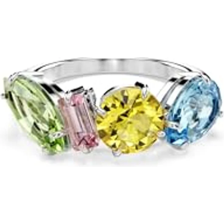 Swarovski Gema Ring, Rhodinierter Damenring mit Mehrfarbigen Kristallen in verschiedenen Schliffen – Bild 1