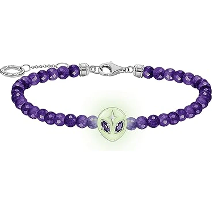 THOMAS SABO Armband Beads, Alienkopf mit violetter Kaltemaille, aus 925er Sterlingsilber – Bild 2