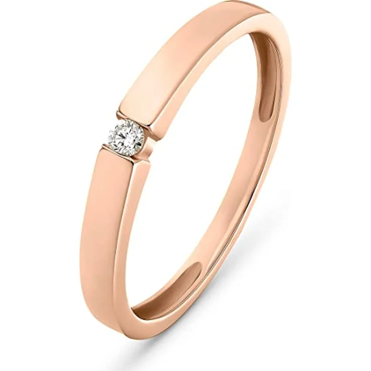 CHRIST Damenring 375er Roségold mit 1 Diamant, Breite 0,25 cm, Geschenkbox 32017723 – Bild 1