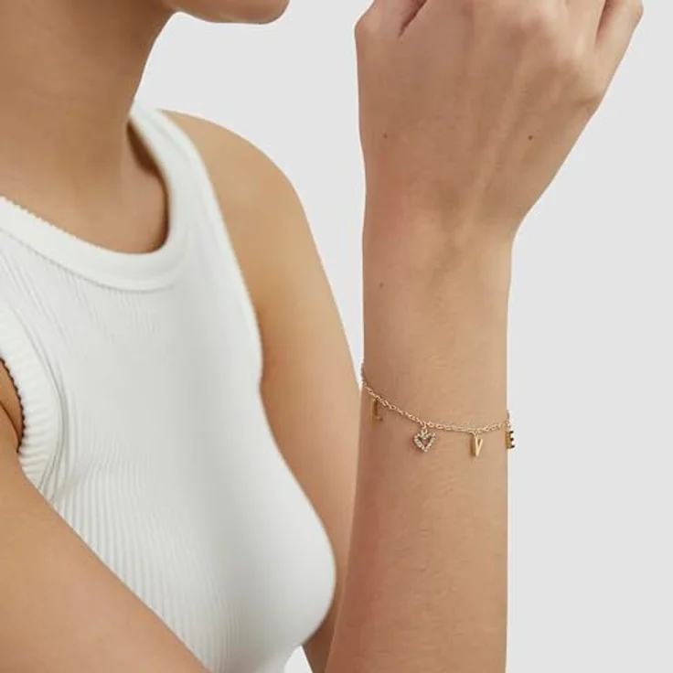 s.Oliver Bracelet, Elegantes Armband aus poliertem Edelstahl, gold, Rolokette verstellbar bis 21 cm, wasserfest & hautfreundlich – Bild 2