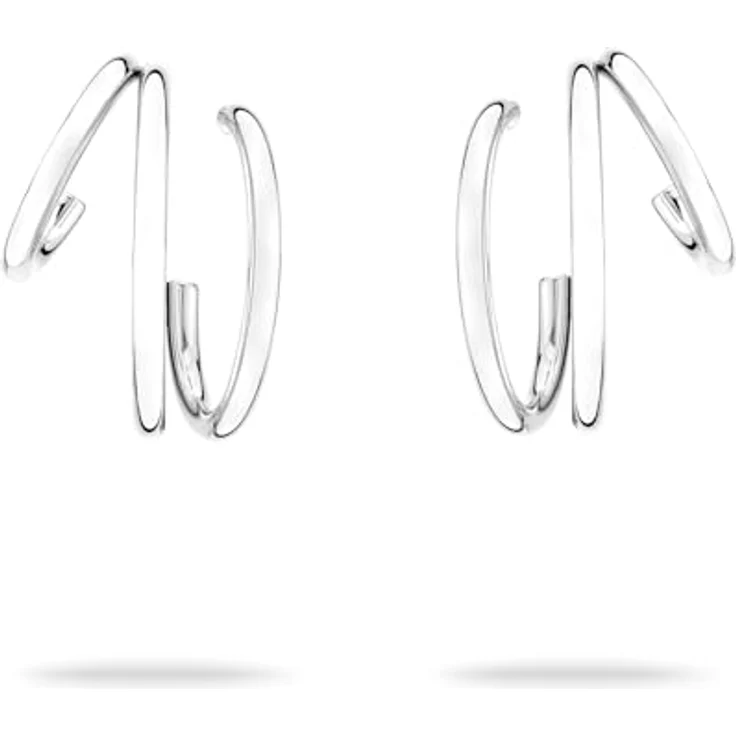 Echtzeit Creole Modern Lines, 2,2 cm, silber - 3in1-Ohrringe aus glänzendem Edelstahl, wasserfest & hautfreundlich, zeitlos & elegant – Bild 1