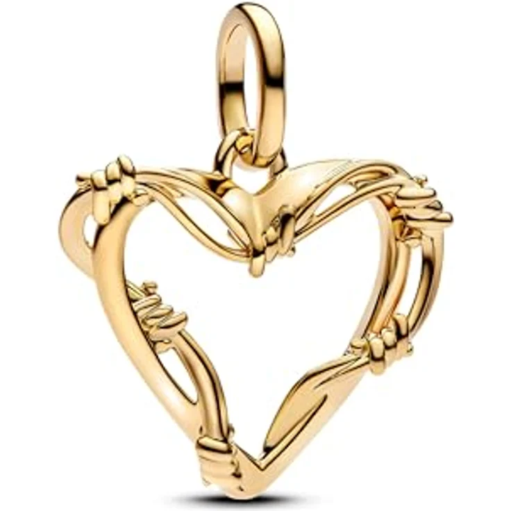 Pandora Herzanhänger Moments, goldfarben mit Stacheldraht, 24 mm – Bild 1