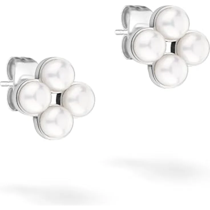Tamaris Ohrstecker TJ-0517-E-08, Silber mit floralen Glasperlen und Steckverschluss, 1 cm – Bild 1
