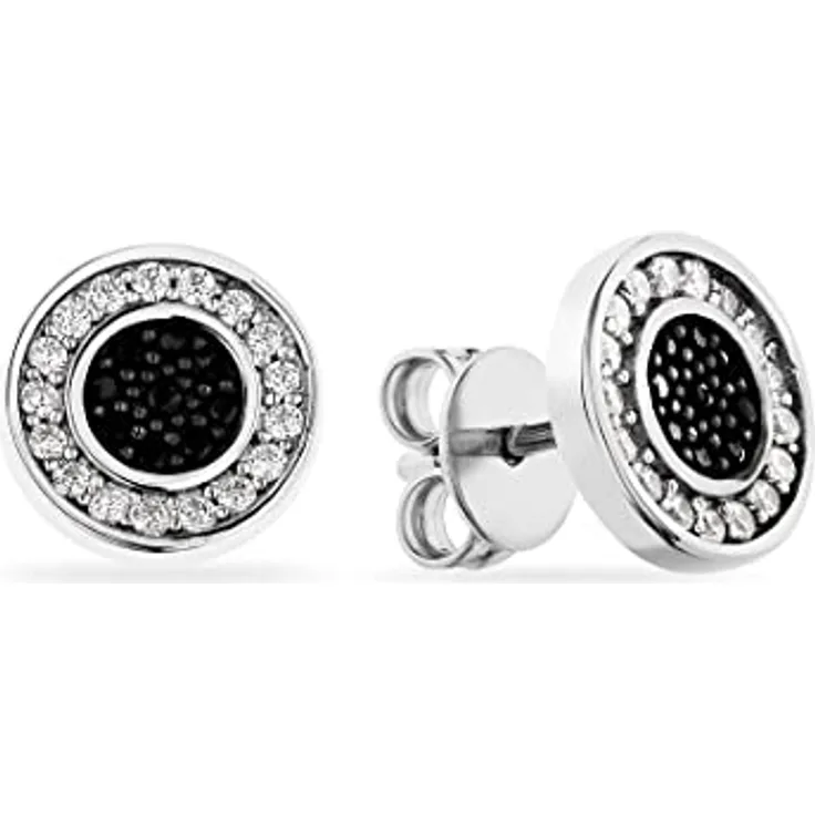 JETTE Ohrstecker ESSENCE 88601548, Silber 925 mit schwarzen Farbsteinen und weißen Zirkonia