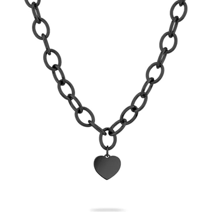 Liebeskind Berlin Halskette LJ-1609-N-45, Edelstahl IP Black, 45 cm Gliederkette mit Karabinerverschluss