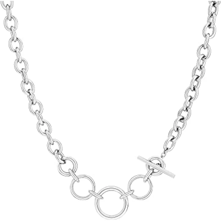 Tamaris Halskette TJ-0205-N-45, Silberne Chunky Chain aus Edelstahl, 45 cm mit T-Bar Verschluss – Bild 2