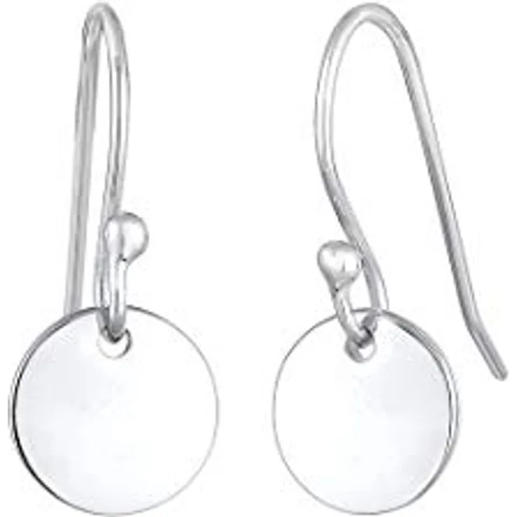 Elli Ohrringe Hänger Plättchen Geo Minimal Basic, 925 Sterling Silber, handgefertigt, anlaufgeschützt, hochglanzpoliert