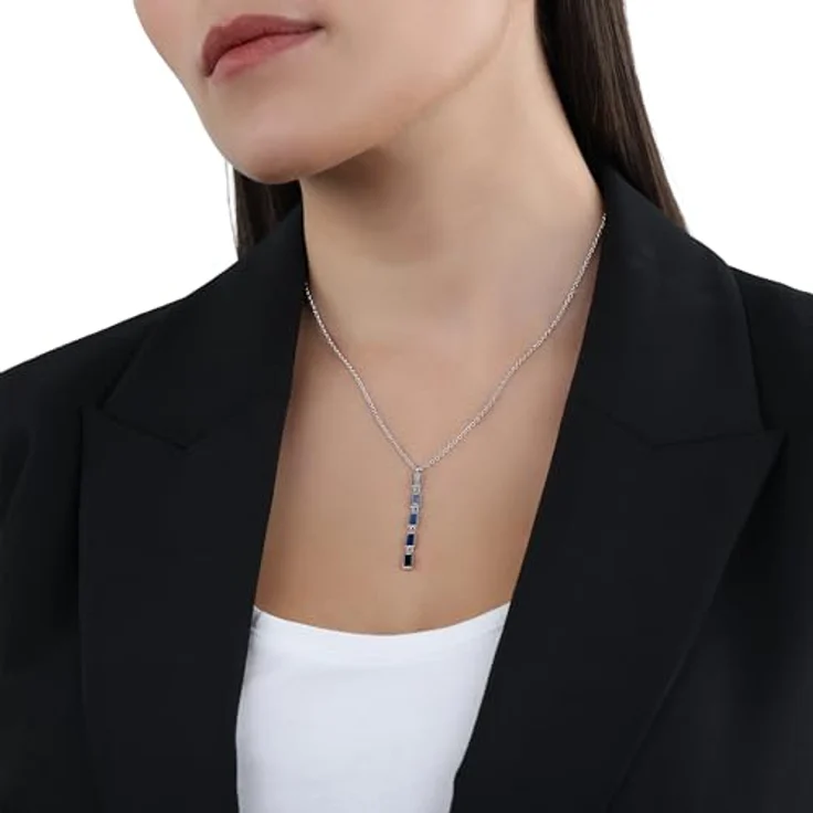s.Oliver Y-Collier 925 Sterling Silber Damen Halsschmuck mit Zirkonia, 42+3 cm, Blau in Schmuck Geschenk Box, 2031402 – Bild 2