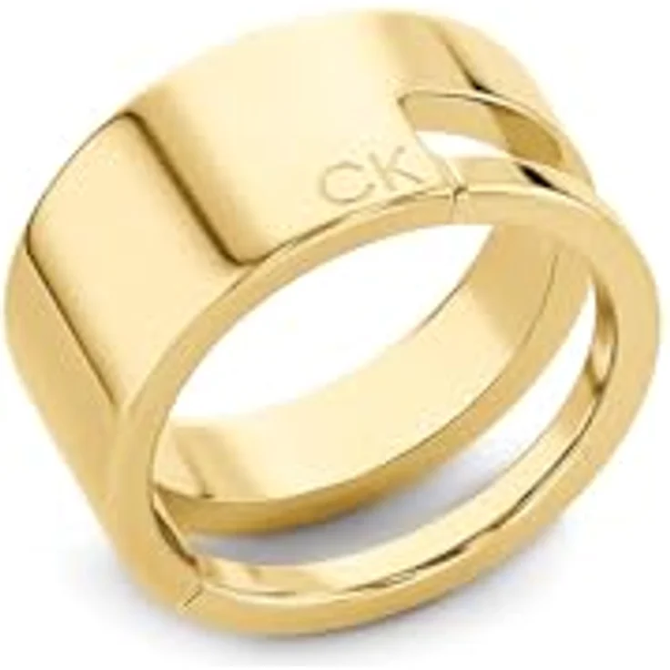 Calvin Klein Geometric Essentials Damenring, Edelstahl mit Gelbgold-Ionenplattierung, Größe 54, 10mm hoch – Bild 2