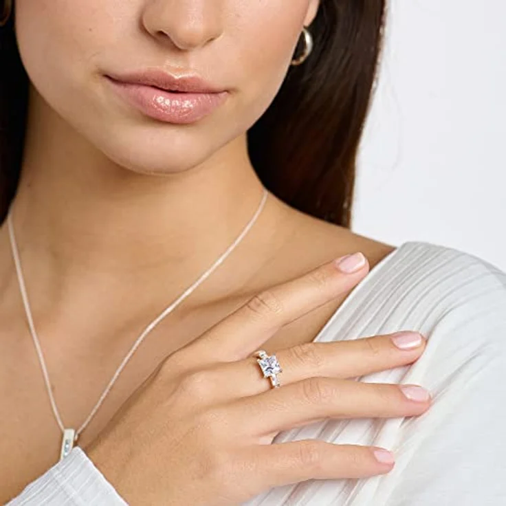 THOMAS SABO Cocktailring mit Zirkonia (synth), quadratischer Centerstein im Prinzessschliff, weiß – Bild 2