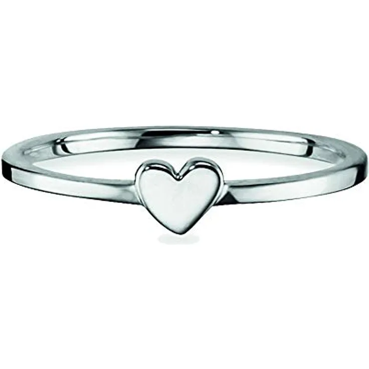 caÏ Damen Ring 925/- Sterling Silber rhodiniert, modernes Design mit Herz, weiß