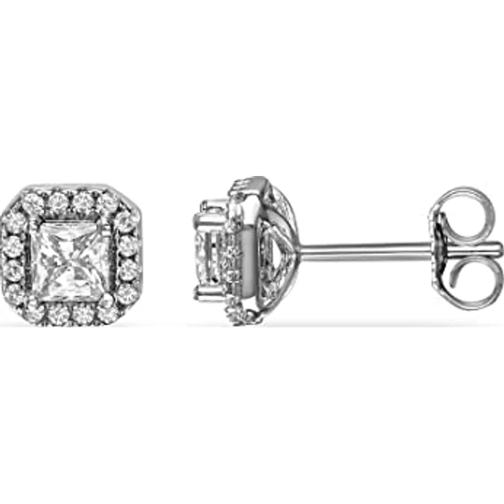 FAVS Damen-Ohrstecker 925er Silber mit 32 Zirkonia, mittlere Größe 0,75 cm, klassisches Design – Bild 2