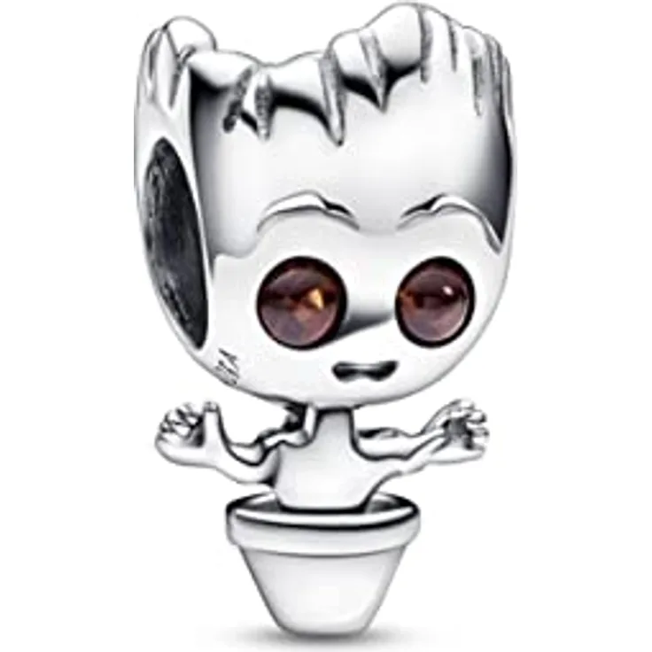 Pandora Charm-Einhänger 792554C01, Marvel Groot mit Kristallaugen, aus Sterling Silber, 12,6 x 8,2 mm