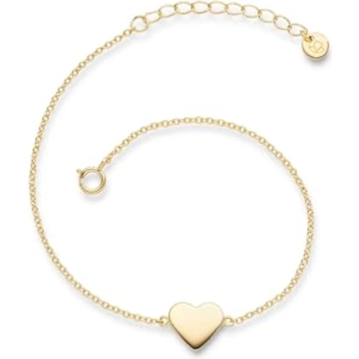 GLANZSTÜCKE MÜNCHEN Damen-Armband Herz 925/- Sterling Silber gelbvergoldet, 17 cm + 3 cm Verlängerung, filigranes Design mit Herz-Anhänger – Bild 1
