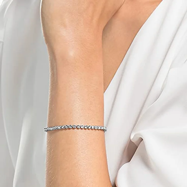 Swarovski Imber Emily, Rhodiniertes Tennis Armband mit klaren Kristallen, Weiß, inklusive Verlängerungselement – Bild 5