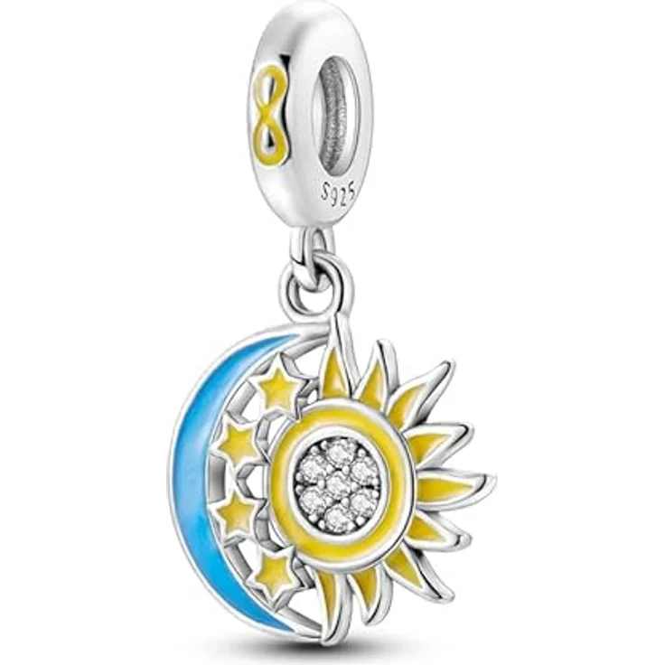 TINSLO Charm Anhänger Damen 925 Sterling Silber mit Zirkonia-Steinen, kompatibel mit Pandora Armbänder und Halsketten, geeignet für Frauen und Mädchen – Bild 1