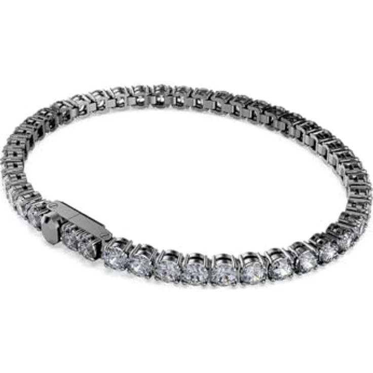 Swarovski Matrix Tennisarmband für Herren, Rundschliff, Rutheniumbeschichtung, Größe XL, Grau, Kristall – Bild 2