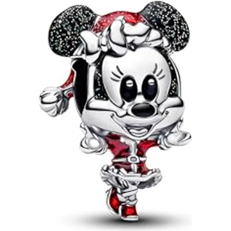 PANDORA Moments Disney Minnie Maus Weihnachten Charm, Sterling-Silber mit Emaille-Details, Kompatibel mit Moments, 794218C01 – Bild 1