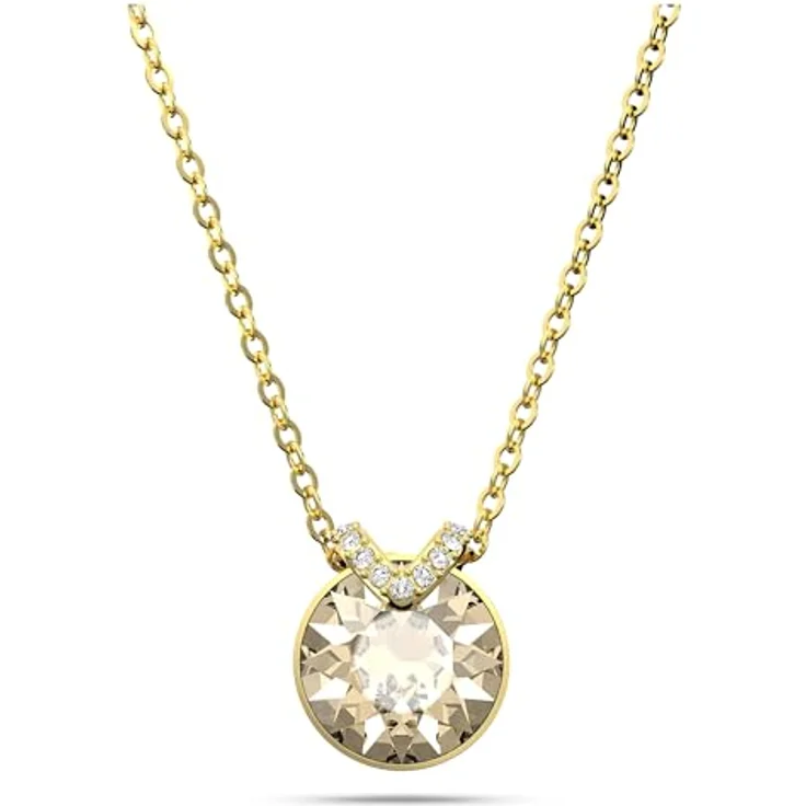 Swarovski Bella Halskette, Vergoldete Damenhalskette mit Strahlendem Goldfarbenen Anhänger und Klaren Pavé-Elementen – Bild 1