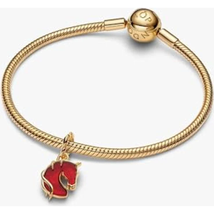 PANDORA Charm-Anhänger Rotes Feuer-Pferd, goldfarbenes Pferdemotiv – Bild 4