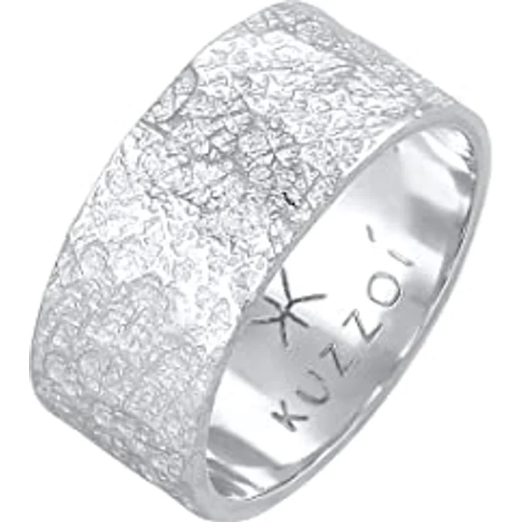 Kuzzoi Herrenring (9 mm), Handgeschmiedeter Bandring aus 925 Sterling Silber, Cooler Silberring im Used Look, Ringgröße 66, rustikale Struktur poliert – Bild 4