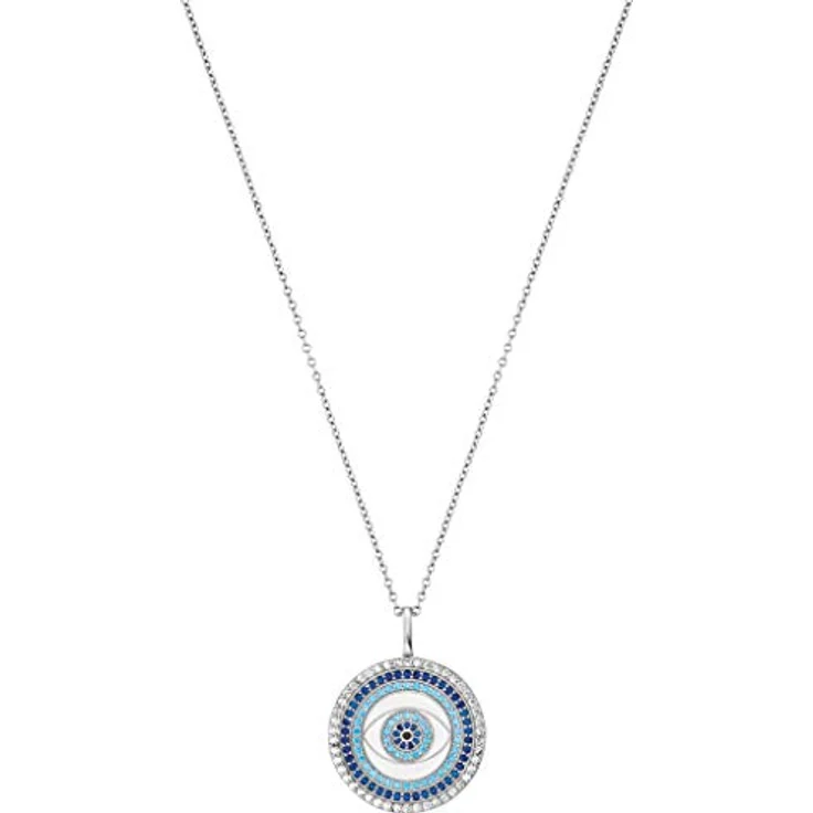 Engelsrufer Lucky Eye Kette ERN-Eye-ZIM, rhodiniertes 925 Sterlingsilber mit blauen und silbernen Schmucksteinen, 50 cm Länge, Karabinerverschluss – Bild 1