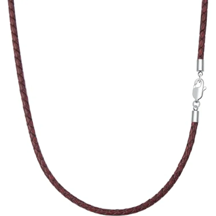 Viwind Geflochtene Lederkette, Kunstleder 3mm breit, Edelstahlverschluss, Unisex, Retro Brown, 55cm, ideal für Anhänger – Bild 1