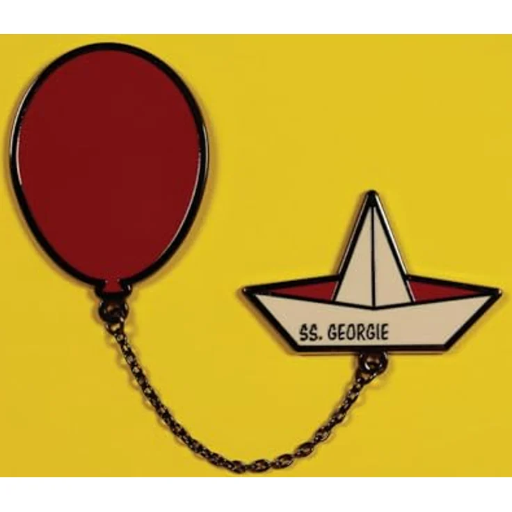 FaNaTtik Pennywise Pin Badge Set, 2 limitierte Broschen mit Metallkette und Gummiverschlüssen, rot, individuell nummeriert – Bild 4