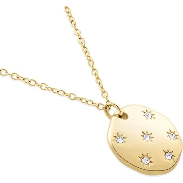 Tamaris TJ-0646-N-45, Damen Halskette aus Edelstahl in IP Gold mit Plättchenanhänger und Zirkoniasteinen, 45 cm – Bild 3