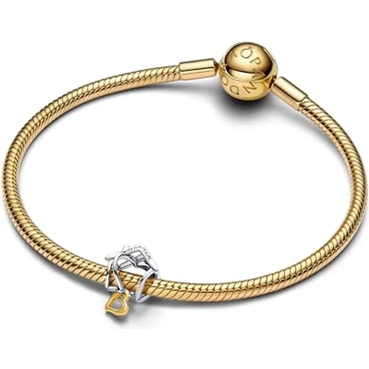 PANDORA Moments Haus & Herz Charm, Sterling-Silber mit 14K Vergoldung, offen gearbeitet, kompatibel mit Moments Kollektion, Gravur: „With you, I’m home“ – Bild 3