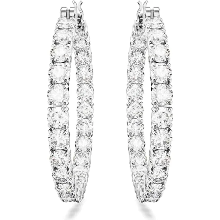 Swarovski Matrix Kreolen, Rhodinierte Ohrringe mit Strahlenden Swarovski Kristallen, Zeitloses Design – Bild 2
