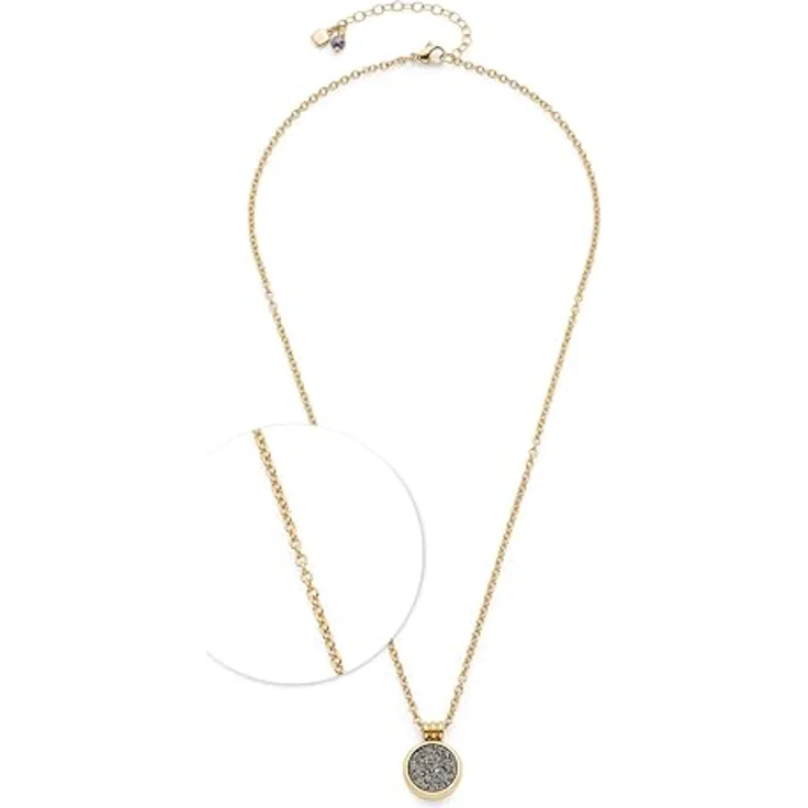 JEWELS BY LEONARDO Halskette Odelle, goldfarbene Weitanker-Kette aus Edelstahl mit runden Anhänger und Achat-Stein, 45-50 cm, Geschenk für Frauen – Bild 1