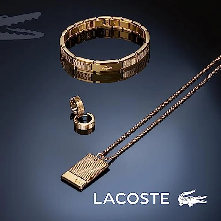 Lacoste Armband STENCIL, Herrenarmband mit Knebelverschluss aus Edelstahl, gelbgoldene IP-Beschichtung, 17 cm Innenumfang – Bild 3