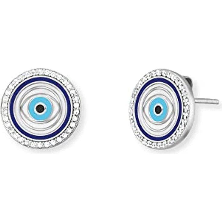 Engelsrufer Damen Ohrringe Ohrstecker Sterling Silber mit Nazar Auge Symbol, 60 Zirkonia Steinen, nickelfrei, Steckverschluss, 11mm – Bild 1