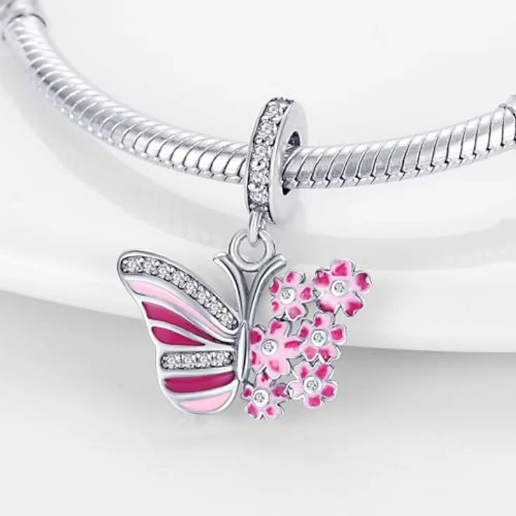 HappyStar Charms Anhänger Silber 925, roter Beads Charm Anhänger, kompatibel mit europäischen Armbändern, inklusive Geschenktasche und Abstandsperlen – Bild 2
