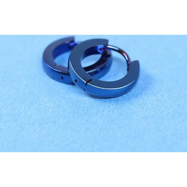 Treuheld® Treuheld® | Schmale Creolen aus medizinischem Edelstahl | 2,5mm x 12mm | Schwarz | Klappcreolen für Damen und Herren | Set/Paar – Bild 5