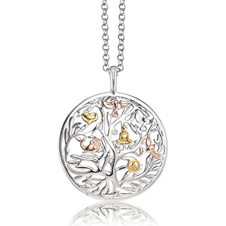 Engelsrufer Damen Halskette Sterling Silber Lebensbaum Anhänger mit Karabinerverschluss, verstellbar in 3 Längen, nickelfrei, elegante Geschenkverpackung