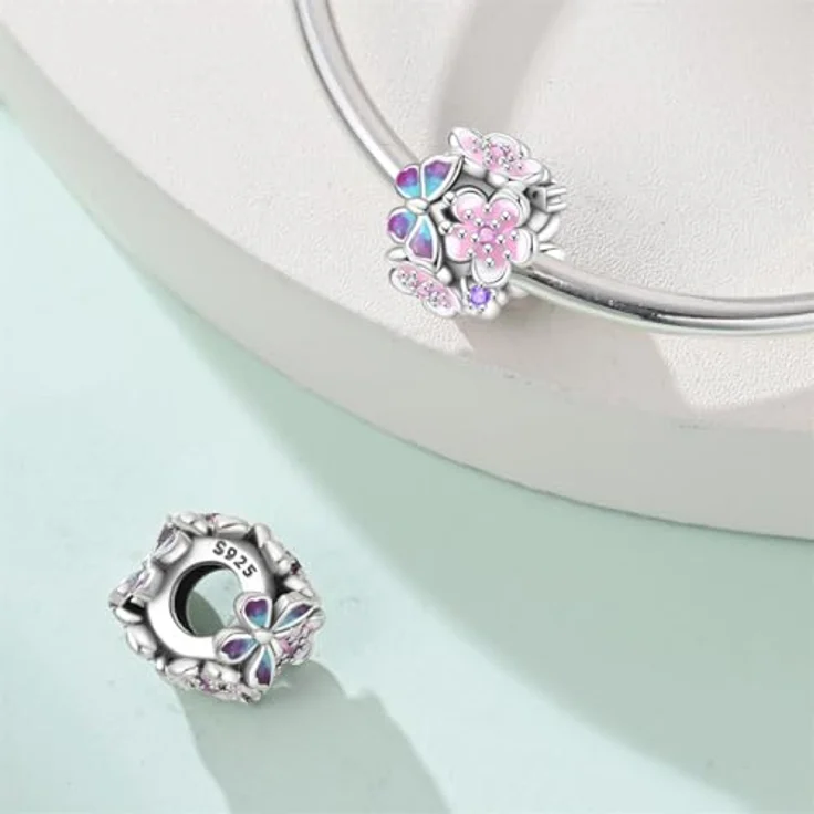 Pandach Charm Anhänger für Armband, 925 Sterling Silber mit Zirkonia-Steinen, kompatibel mit europäischen Armbändern und Halsketten für Frauen und Mädchen – Bild 2