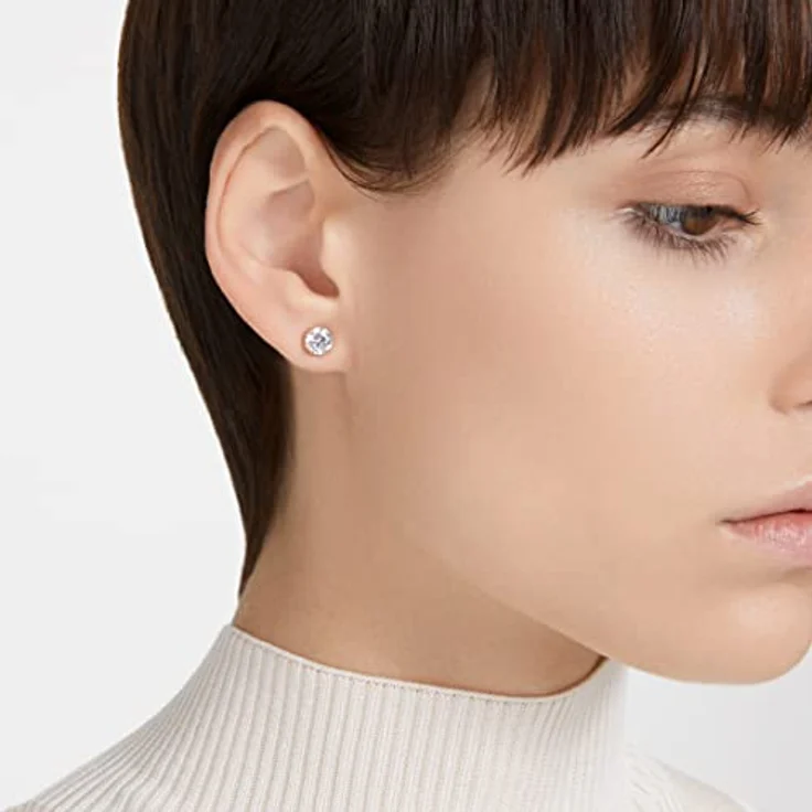 Swarovski Stilla Ohrringe, Rosé Vergoldete Ohrstecker mit Klaren Swarovski Kristallen und Pavé Fassung – Bild 4