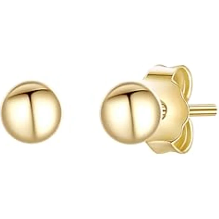 Glanzstücke München Damen Ohrstecker 925/- Sterling Silber gelbvergoldet, moderne Silberohrstecker mit Kugel, 3 mm Höhe, in Geschenkverpackung – Bild 1