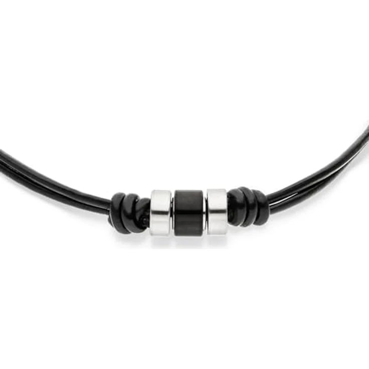 s.Oliver Herren Armband aus Echtleder mit Edelstahldetails, klassisch in schwarz/silber, 22 cm mit Karabiner-Verschluss – ideal als Geschenkidee – Bild 2