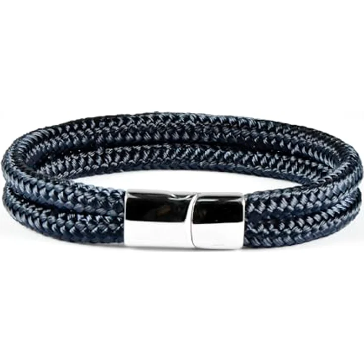 Galeara Noa Premio Segeltau Armband Dunkelblau-Silber, Geflochtenes Nautisches Armband mit Edelstahl Magnetverschluss, 205 mm – Bild 5