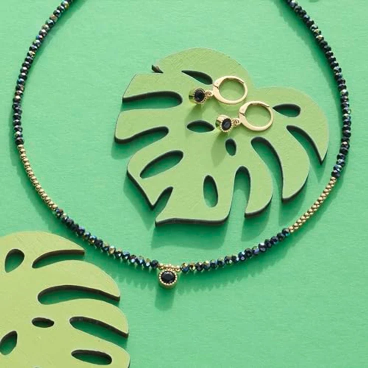 JEWELS BY LEONARDO Ciao Lola Ohrhänger, goldfarbener Edelstahl mit beweglichem schwarzem Glaskristall, 1 Paar, Schmuck Geschenk für Frauen, 018783 – Bild 4
